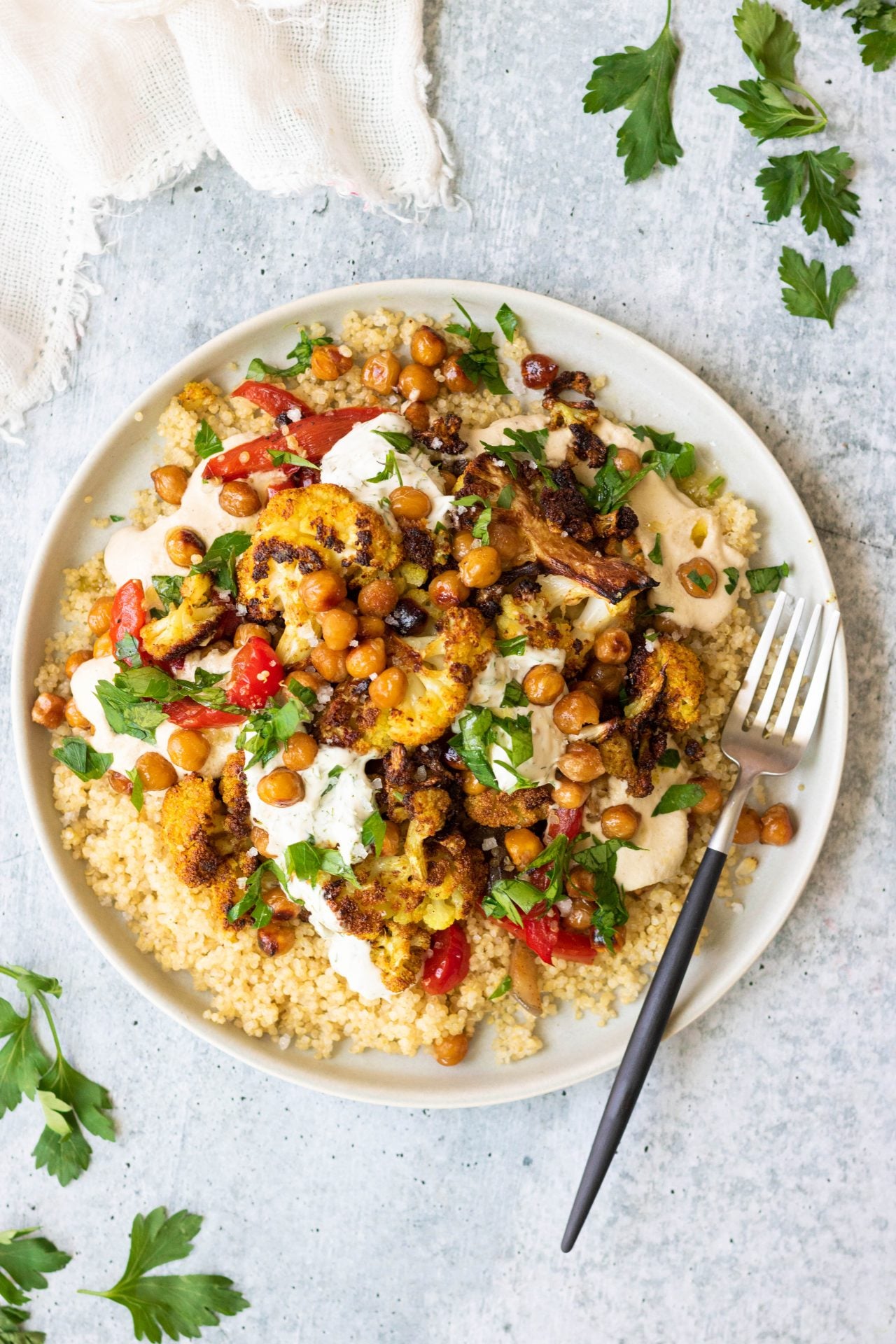 Vegan Cauliflower Chickpea Shawarma Bowls