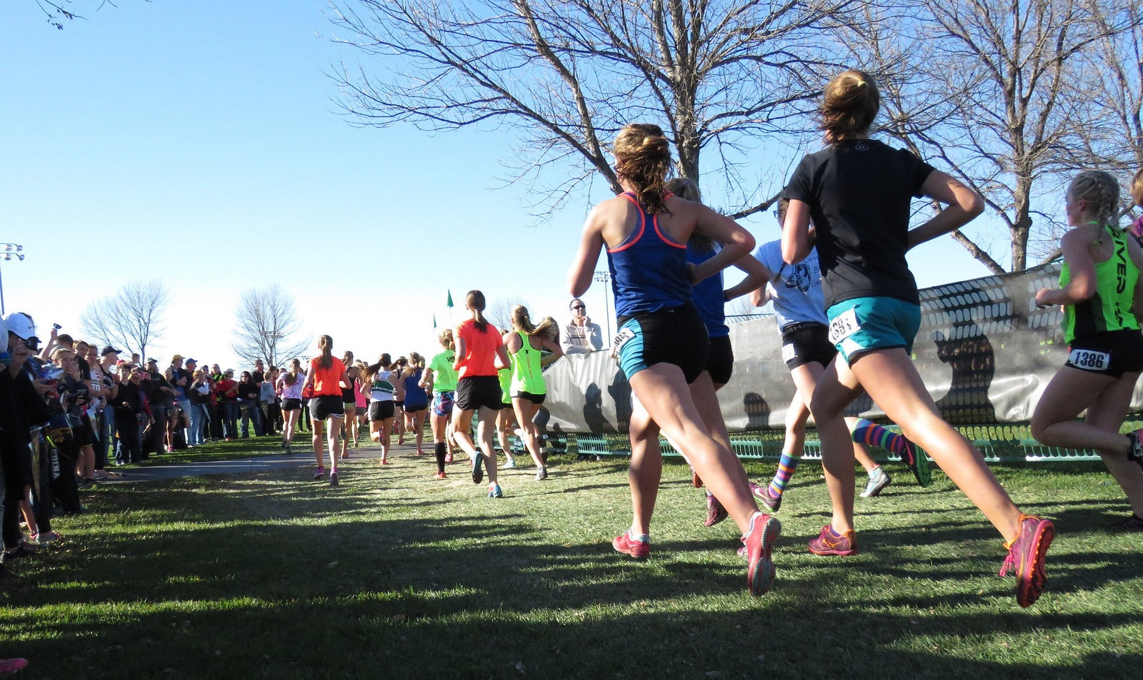 Runners racing in the park