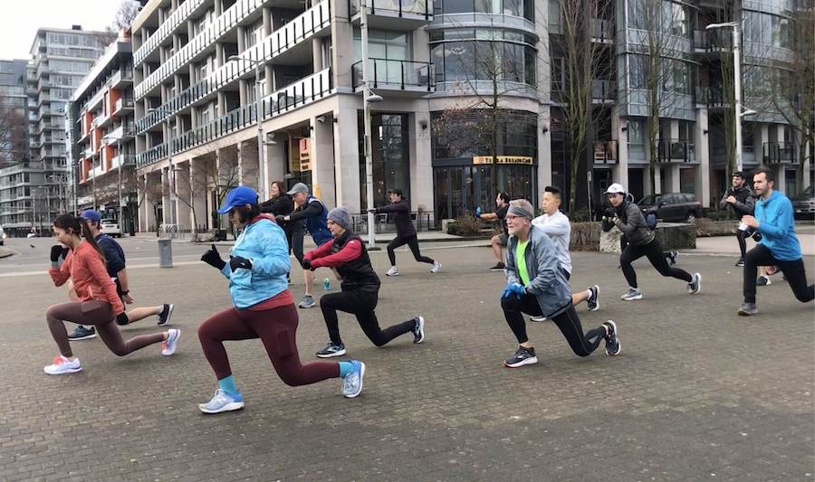 striderz runners warm up before their run in Vancouver